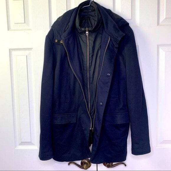 ZARA MAN WINTER COAT IN DARK NAVY BLUE MEN  SEZE XL - Picture 3 of 16